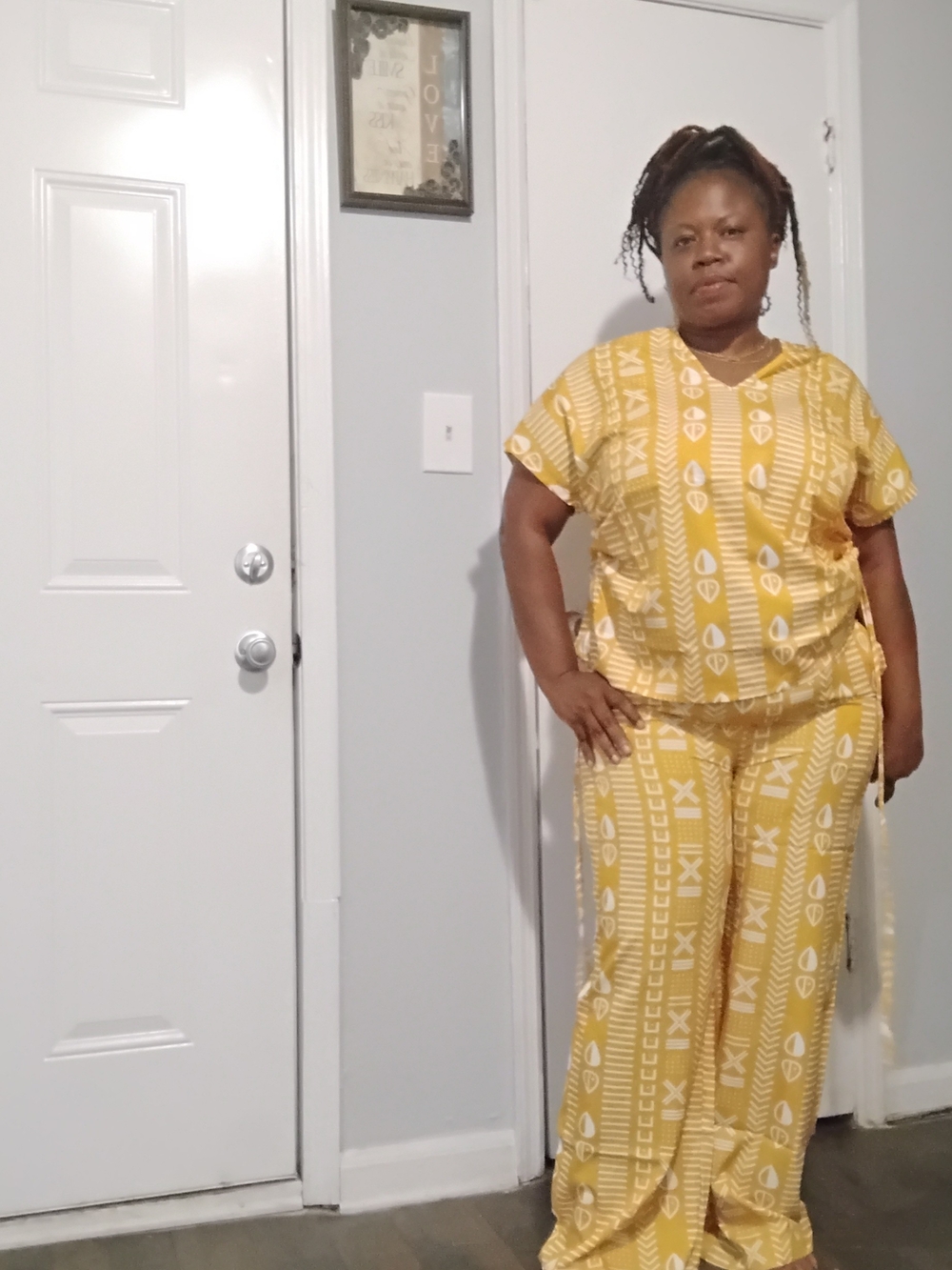 Yellow Printed Two-Piece Jumpsuit Set